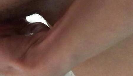 Fingerin myself in the bath-shower. Wet pussy sounds with foam