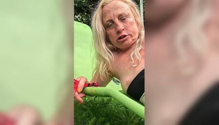Mega Dildo in My Prolapse Pussy