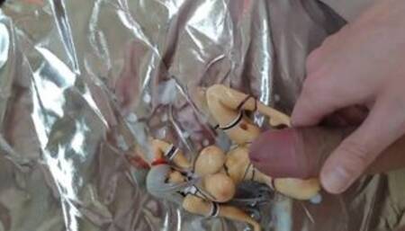 Futanari figure gets a giant cumshot