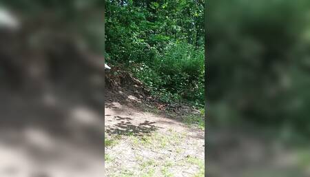 Old Sexy Hitchhiker Whore From Street Fucked in Forest with and Then Without a Condom
