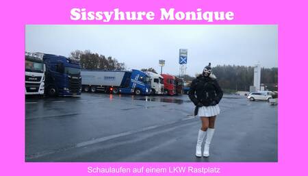 TV nutte Monique - showing myself on a truck stop again