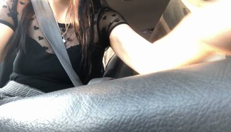 Changing my wet diaper in the front seat of my car