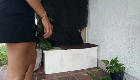 Flip-flops dangle from the feet of a charming mistress (3)