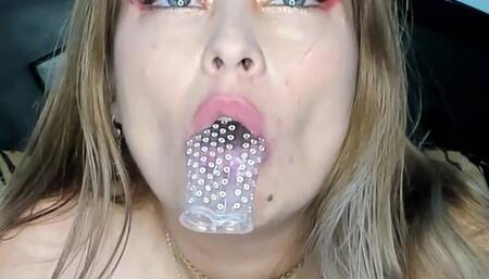 Playing and Swallowed Two Huge Fantasy Condoms!!