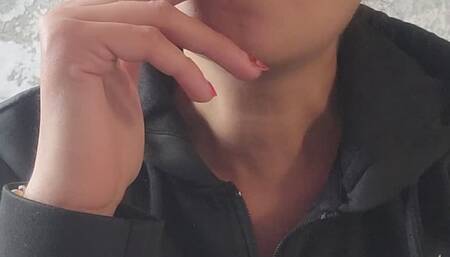 Coughing and rubbing throat by Anna Sparkle