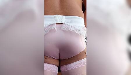 Pink Satin Panties Cum