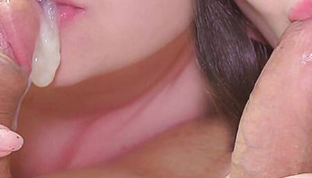 Slow and gentle sucking of the head of the penis, kissing and a big cumshot