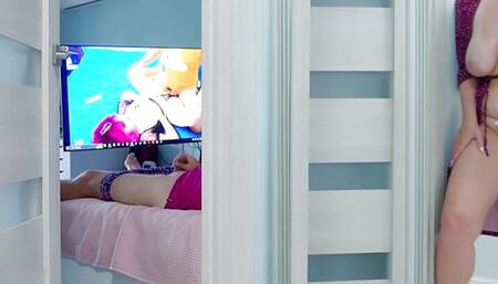 Stepdaughter with big tits spies on stepdad part 2