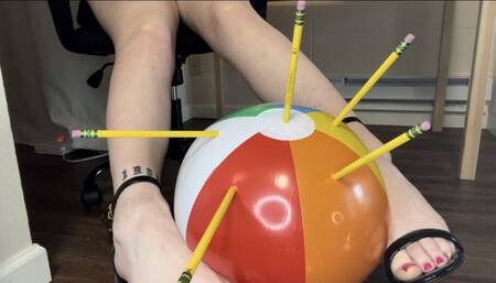 Beach balls disrupt evil office lady