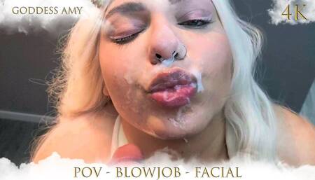 POV Hotwife deep blowjob 4K - Facial