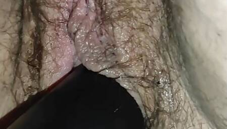 With black thick dildo the cunt worked