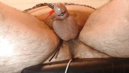 Estim in the unlocked basement at work.  Anyone could have walked in on me