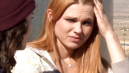 Being Outdoors Does Not Stop the Brunette and Blonde Lesbians From Eating Pussy and Tribbing