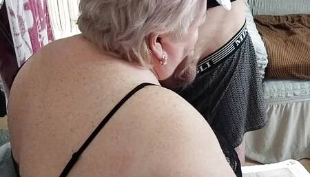 Mother-in-law learns English, sucks dick and gets a cumshot