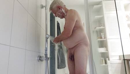 Old man with pregnant belly