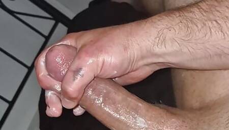 masturbating having a wank using pre cum as lube with nice ejaculating and hot climqx