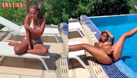 Ersties - Busty Naomi has fun with a dildo by the pool