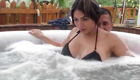 sex in glamping jacuzzi with my busty cute sister-in-law