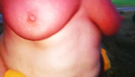 Slapping her tits until swollen