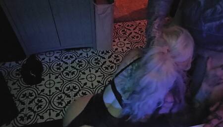 Tattooed Husband Fucks MILF Wife's face and tits - Awesome Blowjob