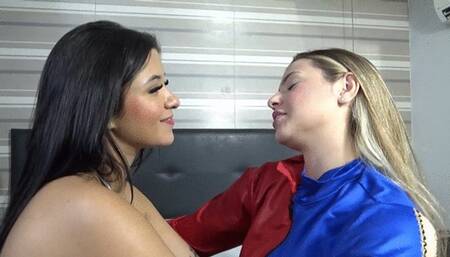 CUTE BLOND AND CUTE ASIAN KISSING PART 1 By BRUNA GALLI AND YUMME CAM BY DANI FULL HD