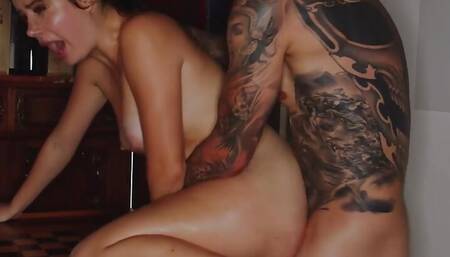 Valkiria Lapiedra, the Spanish adult movie star with all-natural tits, gets her bunghole inserted on the chess table in