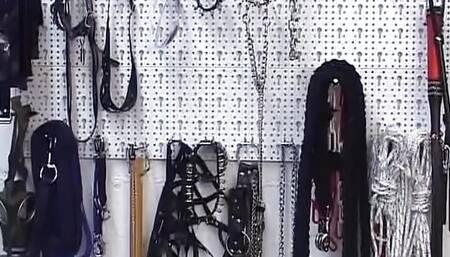 Petite German doll sprayed with jizz after bondage action