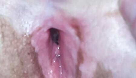 Sexy Mormon Mom and wife bends over spreading her ass to show her pussy contract with her orgasms