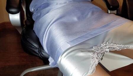 Liquid satin slip underneath my skirt