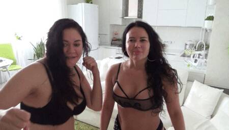 two cruel brunettes beat me b