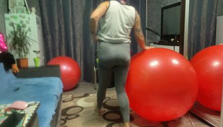 Valeri jump on red balls