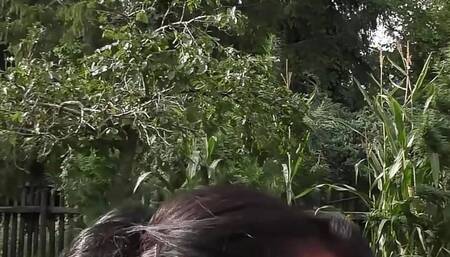 Real Outdoor Garden Gangbang with Big Boobs German Mature Dacada and Strangers