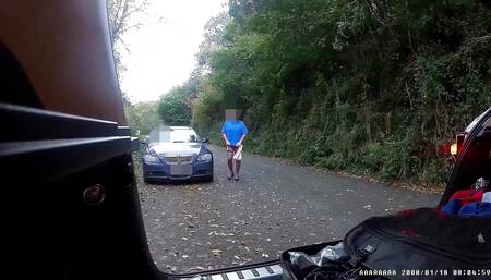 Car parked up, I strip and play with myself, he is watching ?