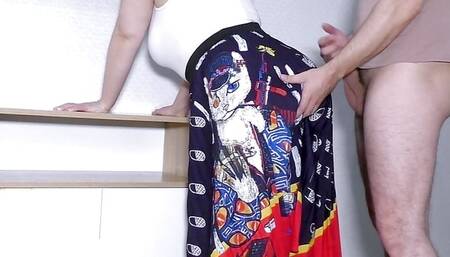The stepmom spread her ass and let her stepson's dick into it