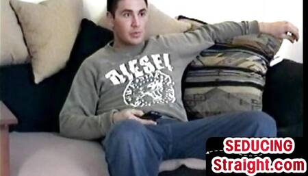 Real vintage str8 dude 1st time gets gay BJ at home