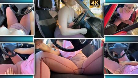 Cranking Sexy Girl in Leggings Shaking Tits in Car 4K - Muscle Girl - Nipples - Tit Tease - Ass Worship - Pedal Pumping - Starter - Broken Car - Retro Car - Girl Starts Car - Foot Fetish - Engine - Naked Girl in Car - Embarrassed Girl - Revving