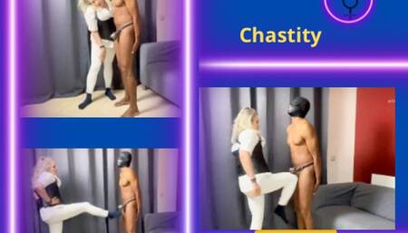 Chastity slave debut in ballbusting