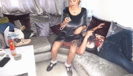 Jennifer Sitting On His Head In Her Velvet Dress (4K)