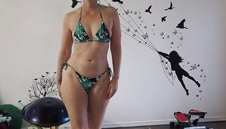 Goddess Aurora Willows Silver Bikini, Hip Circles and Camel Pose, Fashion Show of New Bikini at the End, Custom Order