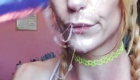 Vanessa Hastings Messy Spit Face Dildo Deepthroat