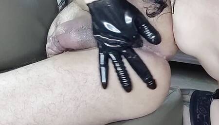 Woman Gives Anal Massage To Her Husband With Textured Glove RIMMING Part 2