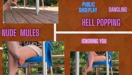 SHE with her elegant mules in public shoeplay