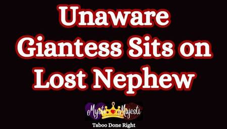 Unaware Giantess Sits on Lost Nephew