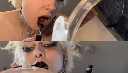 goth girl glitterqueen1999 ignores you whilst she applies her makeup, black lipstick, lipstick fetish ignore fetish, humiliation