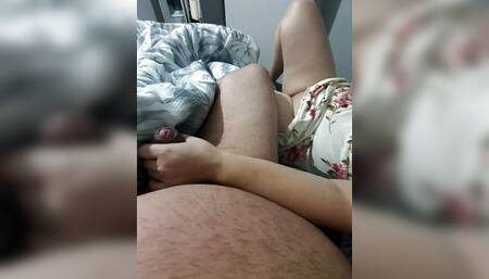 Step mom help injured step son by handjob his dick after pregnancy