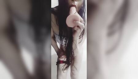 Sissy and femme loves to suck dick until she gets hot milk from many men