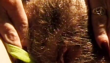 Hairy Ginger French whore enjoys anal sex outdoors