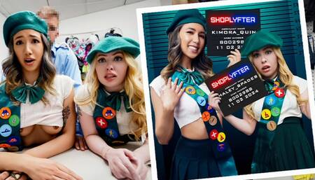 Shoplyfter - Girl Scout Cuties Get Caught and Punished by Security Officer for Scamming Costumers
