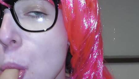 Nerdy Miss Pink Swallows Creamy Thick Cum