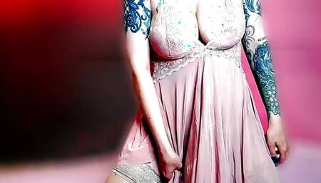 Lady Angela jerk off encouragement teasing big boob tattooed goddess